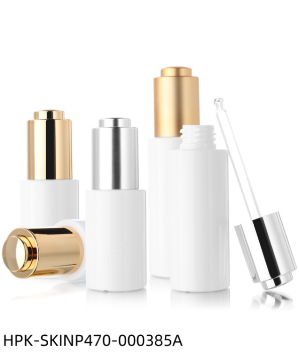 PET White Bottle with Metalized Push-button Pipette Cap